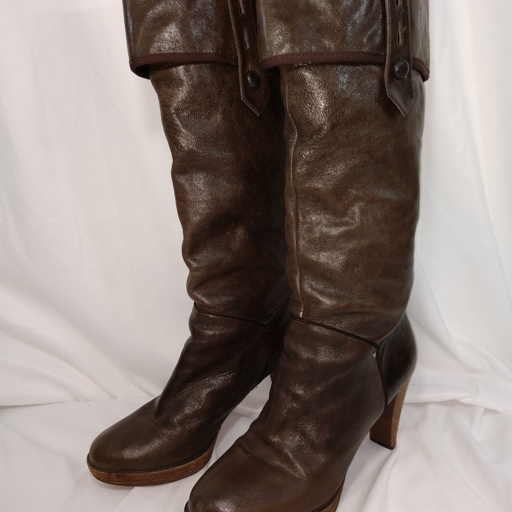 Rockport Brown Leather Cuffed Boots 9.5M